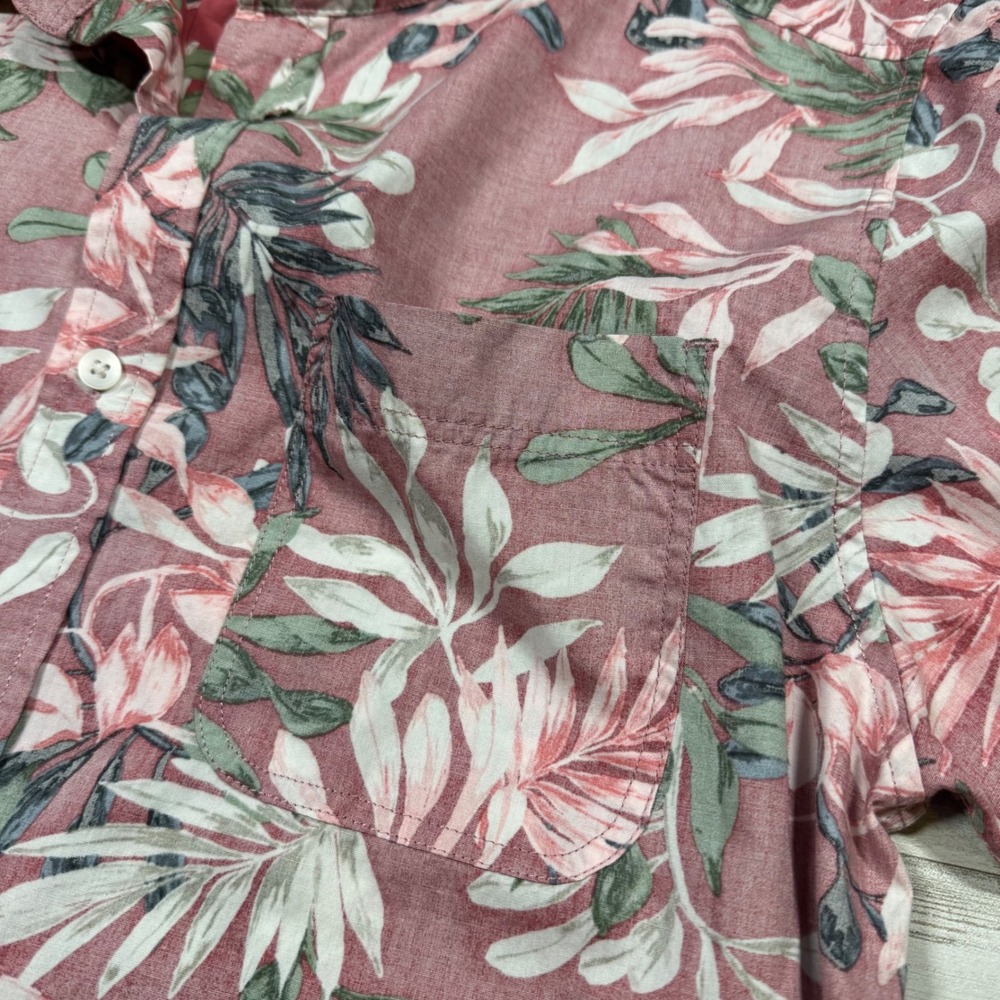 NWOT SUN + STONE Men's Short Sleeve Button Up Shirt Tropical Leaf Print Size M - Picture 4 of 8
